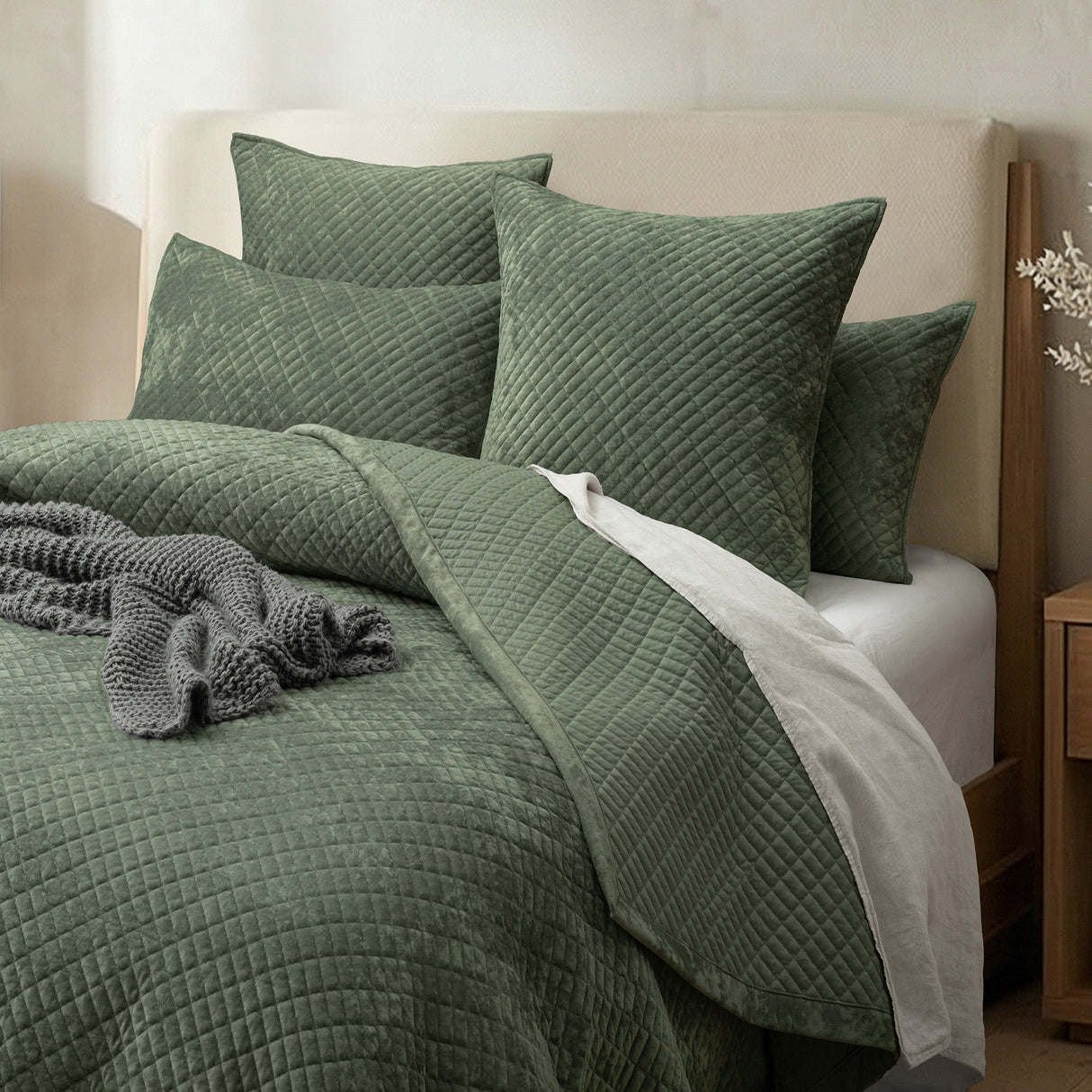 Sierra Soft Velvet Plush 3pc Coverlet Set by Renee Taylor | Cross Stitch Patten 100% Cotton Reverse Side