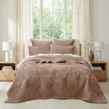 Sierra Soft Velvet Plush 3pc Coverlet Set by Renee Taylor | Cross Stitch Patten 100% Cotton Reverse Side