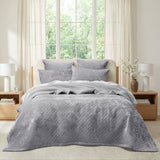Sierra Soft Velvet Plush 3pc Coverlet Set by Renee Taylor | Cross Stitch Patten 100% Cotton Reverse Side