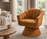 Florence Plush Fabric 360 Swivel Lounge Chair | Modern Statement Piece Accent Tub Chair