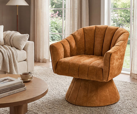 Florence Plush Fabric 360 Swivel Lounge Chair | Modern Statement Piece Accent Tub Chair