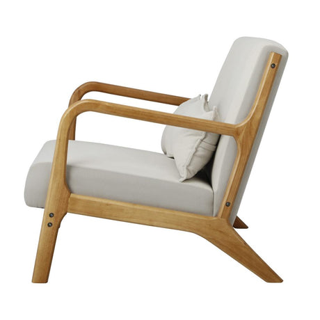 Teramo 2 Seater Accent Couch Lounge Chair | Modern Fabric and Wood Designer Armchair & 2 Bonus Cushions
