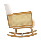 Allepo Super Comfort Linen Rocking Chair | Rattan Wooden Nursing Rocking Armchair