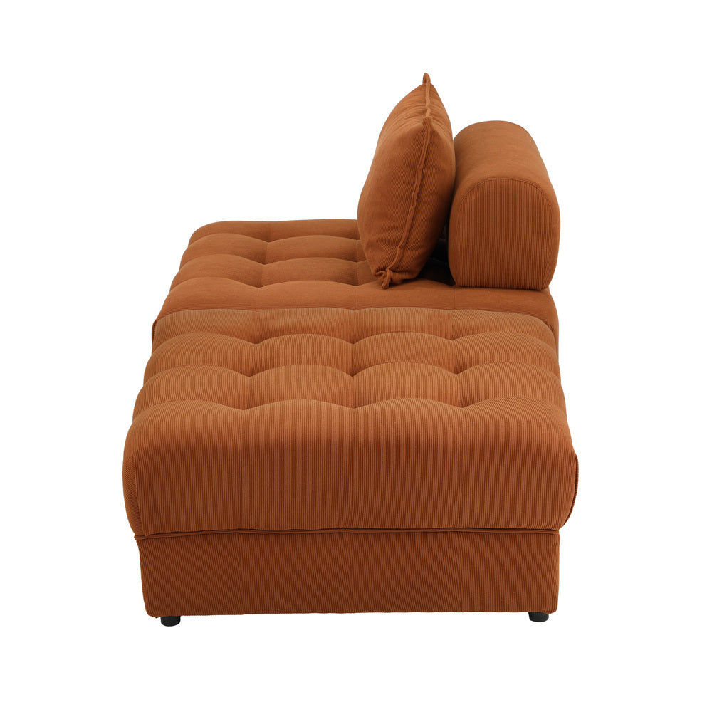 Valore Velvet Braune Modular Sofa Lounge Set | Adjustable Armless Velvet Fabric Brown Sofa Modular Lounge
