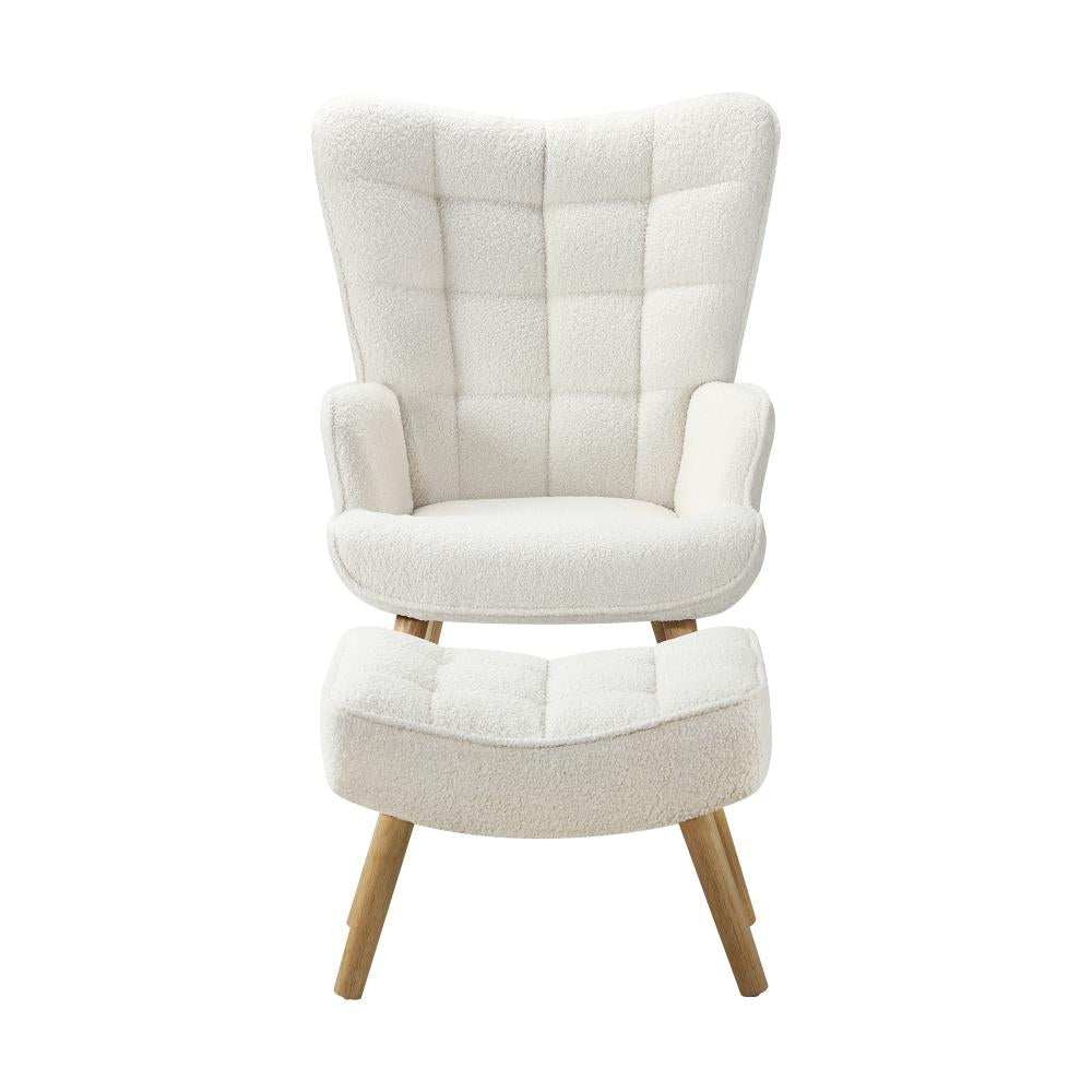 Sierra Fabric Lounge Chair And Ottoman Stool Set | Premium Upholstered Soft Armchair and Ottoman