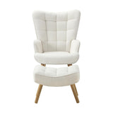 Sierra Fabric Lounge Chair And Ottoman Stool Set | Premium Upholstered Soft Armchair and Ottoman