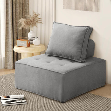 Natuzzo Verstaile Modular Sofa Lounge Set | Adjustable Armless Boucle Fabric Sofa | PU Leather Modular Lounge