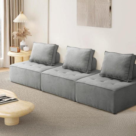 Natuzzo Verstaile Modular Sofa Lounge Set | Adjustable Armless Boucle Fabric Sofa | PU Leather Modular Lounge