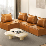 Natuzzo Verstaile Modular Sofa Lounge Set | Adjustable Armless Boucle Fabric Sofa | PU Leather Modular Lounge