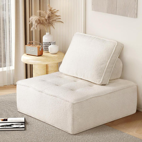 Natuzzo Verstaile Modular Sofa Lounge Set | Adjustable Armless Boucle Fabric Sofa | PU Leather Modular Lounge