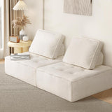 Natuzzo Verstaile Modular Sofa Lounge Set | Adjustable Armless Boucle Fabric Sofa | PU Leather Modular Lounge