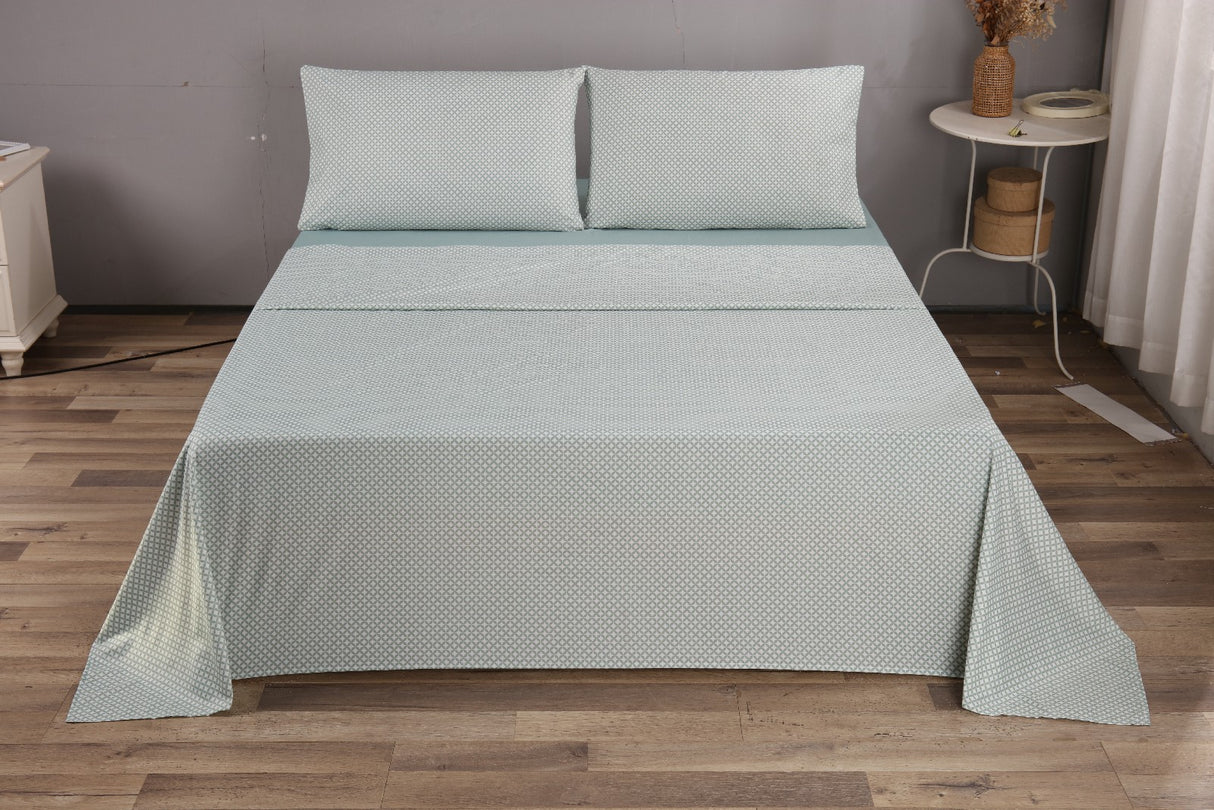 Shangri-La Linen Super Soft Wrinkle Free Microfibre Sheet Set | Two Tone Breathable Printed Sheets