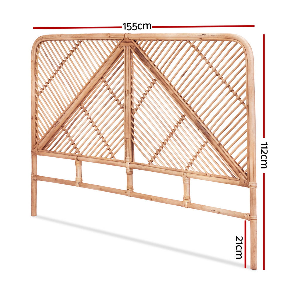 Astano Rattan Bed Frame Headboard | Modern Wooden Sturdy Bed Head