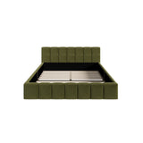 Botelia Green Boucle Low Profile Bed Frame| Luxurious Tufted  Premium Fabric Ground Bed