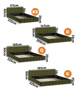 Botelia Green Boucle Low Profile Bed Frame| Luxurious Tufted  Premium Fabric Ground Bed