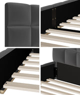 Botelia Grey Velvet Low Profile Bed Frame | Soft Luxurious Tufted Premium Fabric Ground Bed