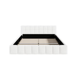 Botelia White Boucle Low Profile Bed Frame| Luxurious Tufted Premium Fabric Ground Bed