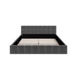 Botelia Grey Velvet Low Profile Bed Frame | Soft Luxurious Tufted Premium Fabric Ground Bed