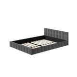 Botelia Grey Velvet Low Profile Bed Frame | Soft Luxurious Tufted Premium Fabric Ground Bed