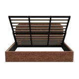 Brown Cloud Marshmallow Velvet Touch Gas Lift Bed | Soft Padded Arched Fabric Storage Bed Frame