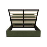 Green Cloud Marshmallow Velvet Touch Gas Lift Bed | Soft Padded Arched Fabric Storage Bed Frame