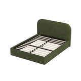 Green Cloud Marshmallow Velvet Touch Gas Lift Bed | Soft Padded Arched Fabric Storage Bed Frame