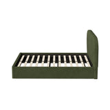 Green Cloud Marshmallow Velvet Touch Gas Lift Bed | Soft Padded Arched Fabric Storage Bed Frame