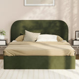 Green Cloud Marshmallow Velvet Touch Gas Lift Bed | Soft Padded Arched Fabric Storage Bed Frame