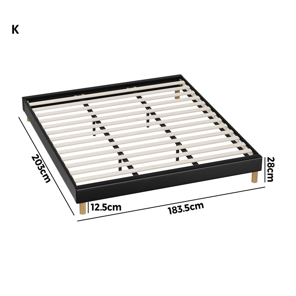 Amalfi Nero Black PU Leather Platform Bed Base | Beautiful Modern PU Leather Bed Base