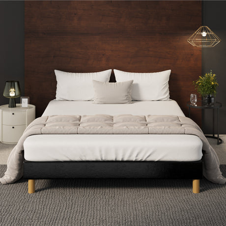 Amalfi Nero Black PU Leather Platform Bed Base | Beautiful Modern PU Leather Bed Base