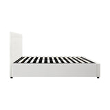 Premium Royale White PU Leather Gas Lift Storage Bed | Two In One Bed and Storage Combo Tufted Pattern