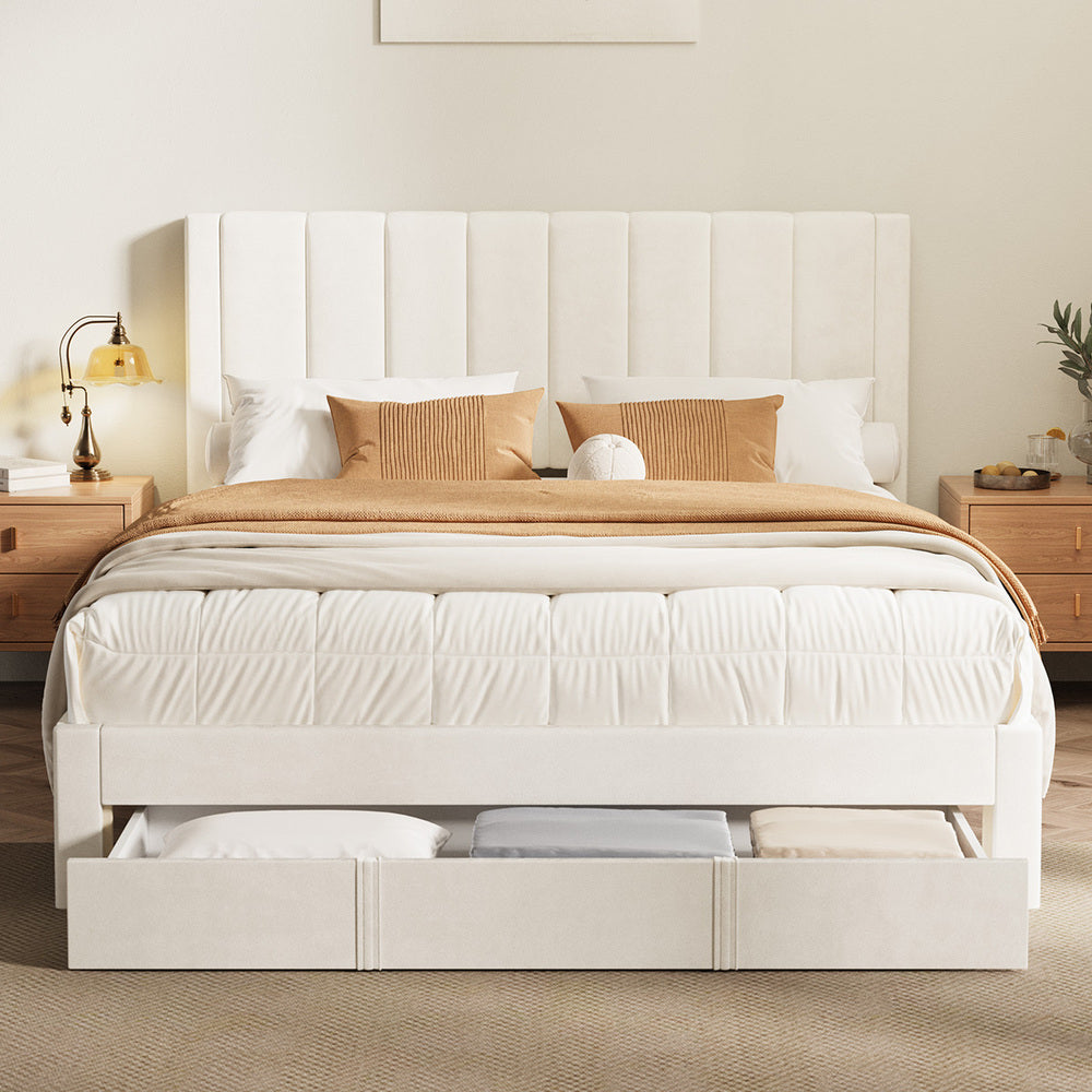 Astoria Plush Velvet Fabric Storage Bed | Prestige Fabric Bed Frame and Storage Drawers