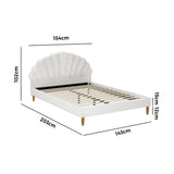 Princess Arial Boucle Fabric Seashell Style Bed Frame | Kids White Soft Touch Boucle Bed