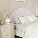 Princess Arial Boucle Fabric Seashell Style Bed Frame | Kids White Soft Touch Boucle Bed