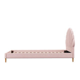 Princess Arial Pink Seashell Style Velvet Fabric Bed Frame | Kids Pink Soft Touch Fabric Bed
