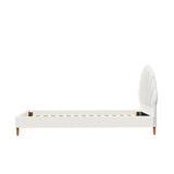 Princess Arial Boucle Fabric Seashell Style Bed Frame | Kids White Soft Touch Boucle Bed