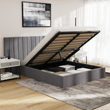 Adore Extra Wide Grey Velvet Fabric Gas Lift Bed | Soft Touch Velvet  Luxury 2 in 1 Storage Bed Frame