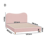 Teddy Plush Heart Pink Boucle Fabric Bed | Cloud Shape Cushioned Touch Upholstered Boucle Bed Frame