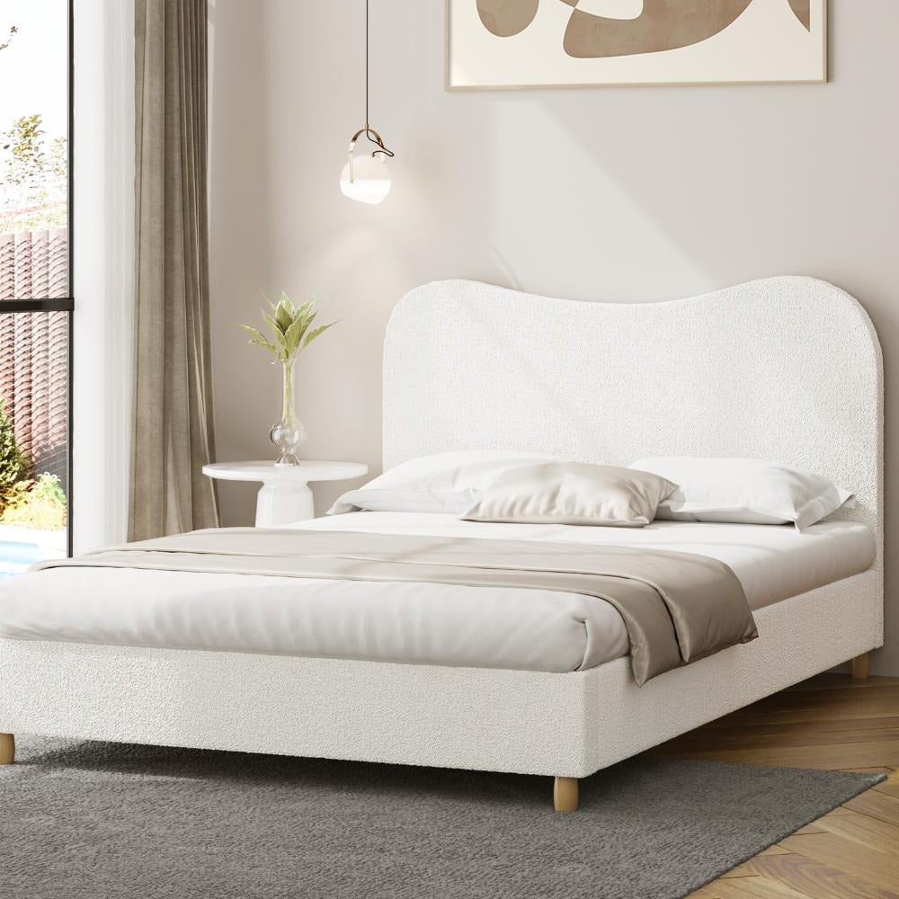 Teddy Plush Heart Boucle Fabric White Bed Cloud Shape Cushioned Touc Ontrendideas Bed and Bath