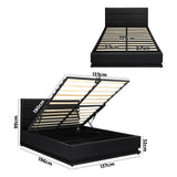 Carlo Supreme PU Leather LED Bed Frame | Black PU Leather Gas Lift Storage Bed