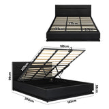 Carlo Supreme PU Leather LED Bed Frame | Black PU Leather Gas Lift Storage Bed