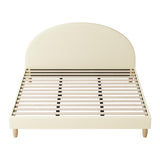 Teddy Millie Beige Fabric Round Bed | Arched Cushioned Touch Beige Upholstered Premium Fabric Bed Frame