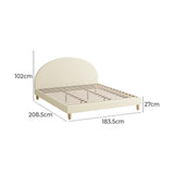 Teddy Millie Beige Fabric Round Bed | Arched Cushioned Touch Beige Upholstered Premium Fabric Bed Frame