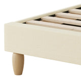 Teddy Millie Beige Fabric Round Bed | Arched Cushioned Touch Beige Upholstered Premium Fabric Bed Frame