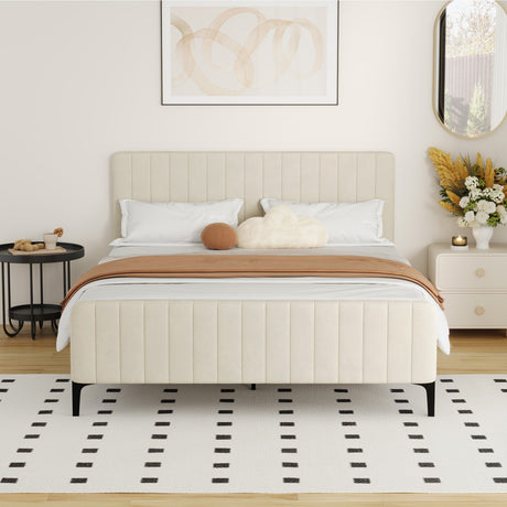 Luxore Velvet Touch Venezia Bed Frame | Modern Premium Soft Plush Beige Velvet Bed