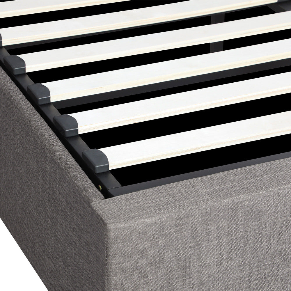 Premium Milano Grey Fabric Platform Bed Base | Two in One Gas Lift Storage Bed Base No Headboard
