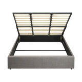 Premium Milano Grey Fabric Platform Bed Base | Two in One Gas Lift Storage Bed Base No Headboard
