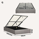 Premium Milano Grey Fabric Platform Bed Base | Two in One Gas Lift Storage Bed Base No Headboard