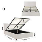 Premium Milano White Boucle Fabric Gas Lift Storage Bed | Two In One Bed and Storage Combo