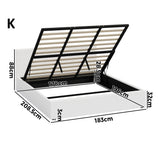 Premium Milano LED White Boucle Fabric Gas Lift Storage Bed | Glow Cushioned Two In One Bed and Storage Combo